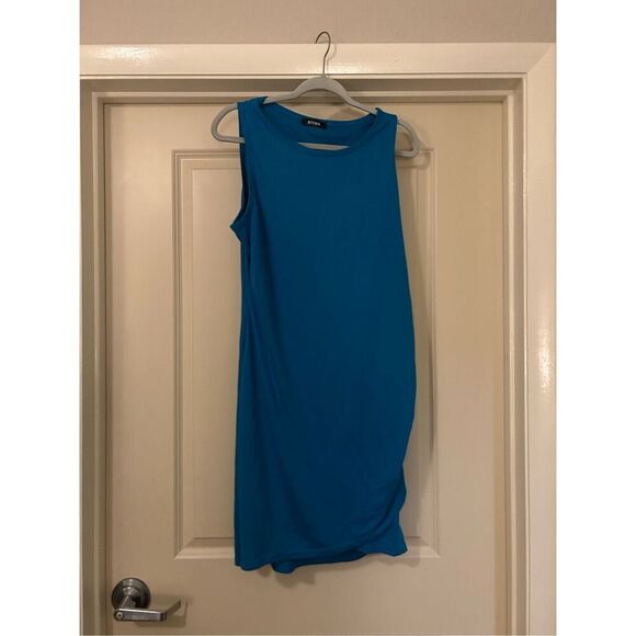 NEW Teal Crew Neck Ruched Sleeveless Tank Bodycon Dress XL - Picture 3 of 4